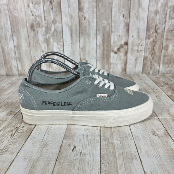 Vans Authentic Peace Leaf Embroidered‎ Canvas Sneakers Casual Shoes Size 8.5 - Picture 1 of 8
